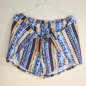 Eye Candy Blue Orange White Shorts With Tie 3 Half Inseam 1X NWT
